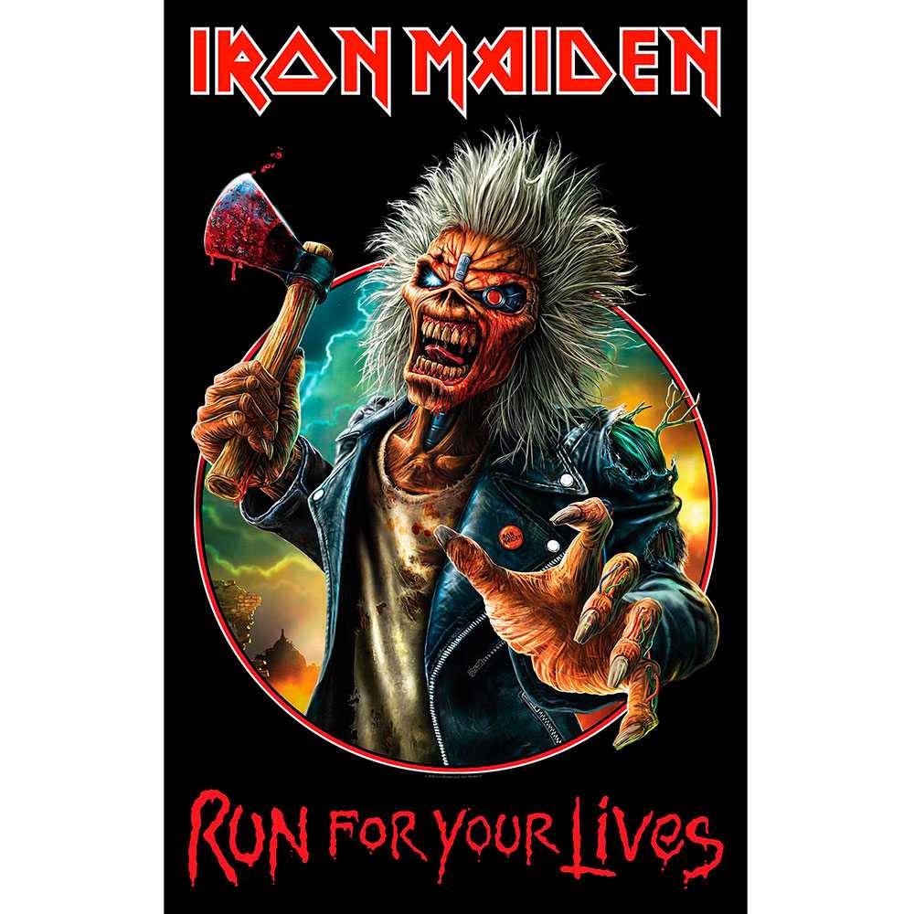 Iron Maiden - Run For Your Lives Textile Poster - Noir